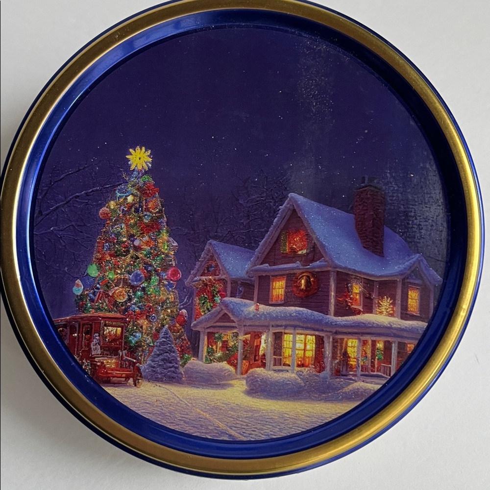 Holiday Tin with Festive Christmas Scene